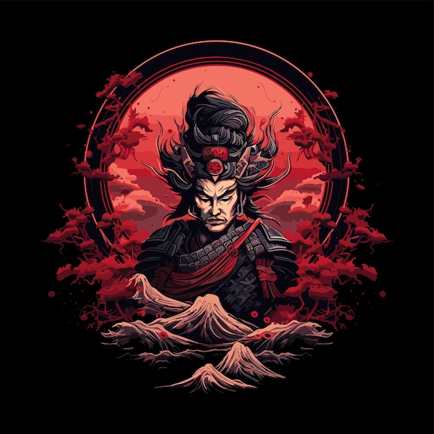 t-shirt logo samurai vector