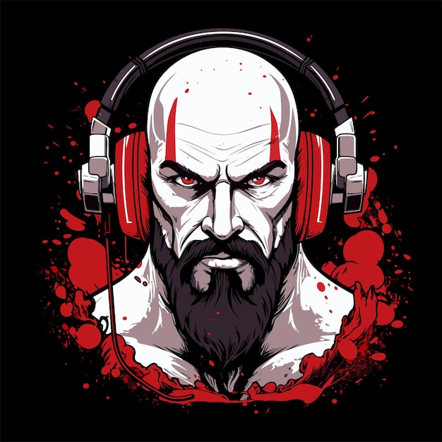 Vector t shirt logo spartan with headphone