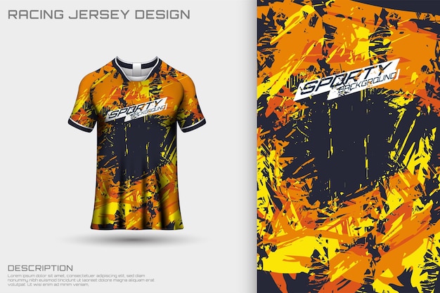 T-shirt met abstract getextureerd sportshirt voor racen, voetbal, gamen, motorcross, fietsen.