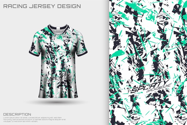 T-shirt met abstract getextureerd sportshirt voor racen, voetbal, gamen, motorcross, fietsen.