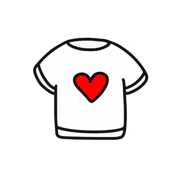 T-shirt met een hart. Vectorillustratie in doodle stijl. Ontwerp voor Valentijnsdag, 8 maart, verjaardag