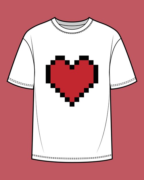 Vector t-shirt met hart romantische valentijnsdag decoratie