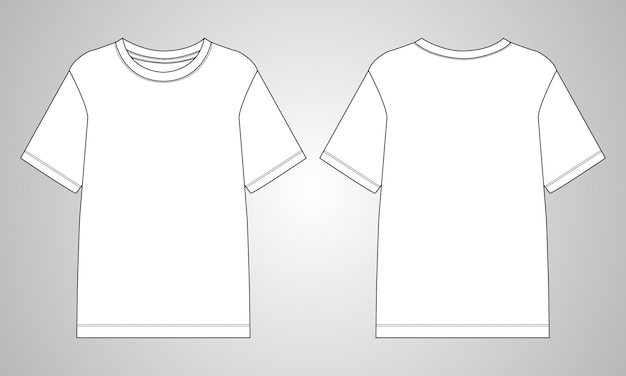 T-shirt met korte mouwen Technische mode platte schets Vectorillustratiesjabloon