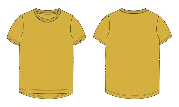 T-shirt met korte mouwen technische mode vector illustratie gele kleur sjabloon voor dames