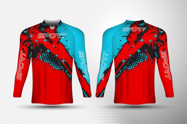 T-shirt met lange mouwen, sportracejersey met abstract achtergrondontwerp