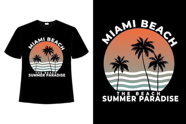 T-shirt miami beach summer paradise stile retrò