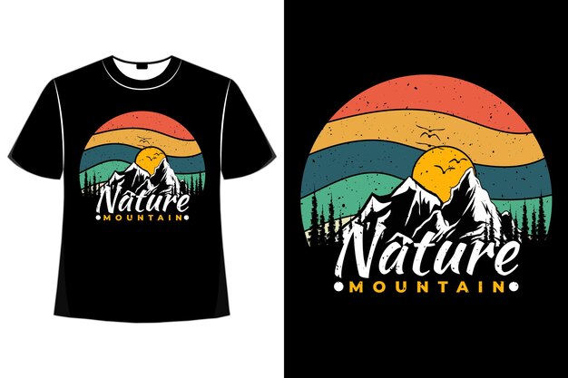 T-shirt natuur berg dennenboom retro vintage
