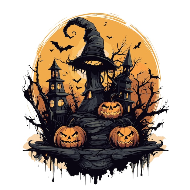 Vector t-shirt- of posterontwerp met een illustratie over halloween