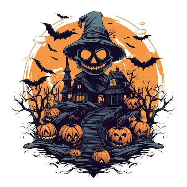 T-shirt- of posterontwerp met een illustratie over Halloween