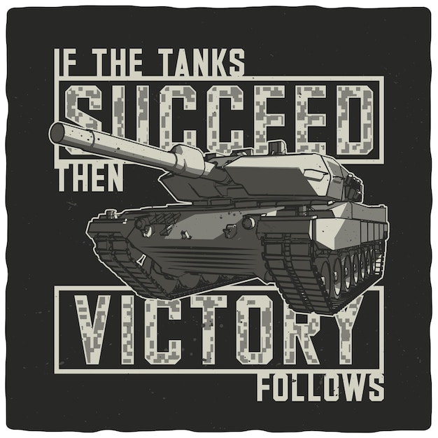 T-shirt of posterontwerp met militaire tank