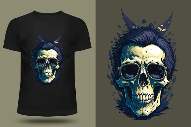 Vector t-shirt ontwerp illustratie schedel vintage stijl