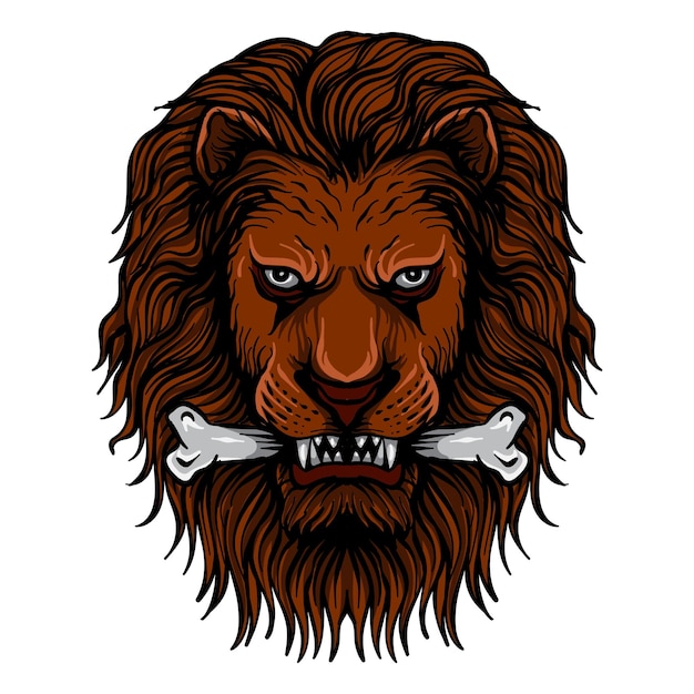 Vector t-shirt ontwerp leeuw met bot illustratie