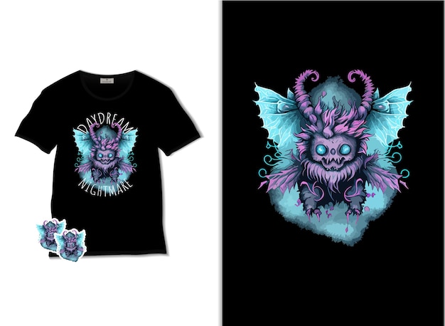 T-shirt ontwerp mythologisch wezen monster illustratie grungy vector artwork t-shirt print