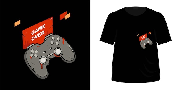 T-shirt ontwerp thema spel over geïsoleerde witte achtergrond
