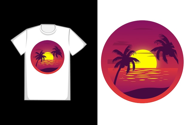 T-shirt ontwerp zonsondergang strand