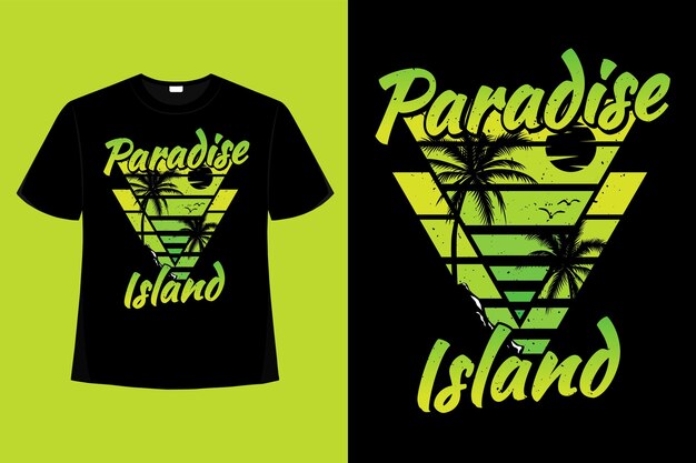 T-shirt paradijs eiland strand palmboom retro afbeelding