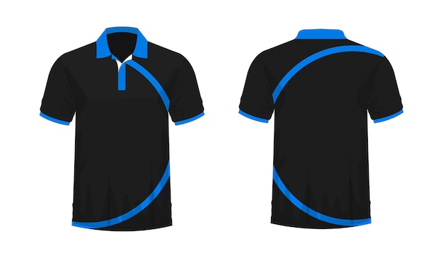 T-shirt Polo blauw en zwart sjabloon voor ontwerp op witte achtergrond. Vector illustratie eps 10.