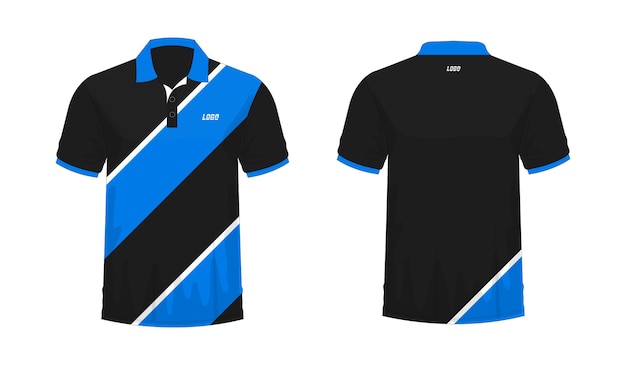 Vector t-shirt polo blue and black template for design on white background. vector illustration eps 10.