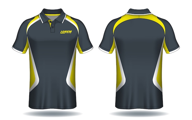 T-shirt polo design, modello in jersey sportivo.
