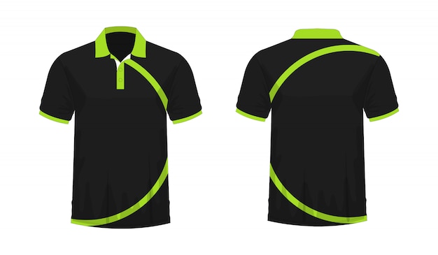 Вектор Футболка поло зеленый и черный шаблон для дизайна на белом фоне.
