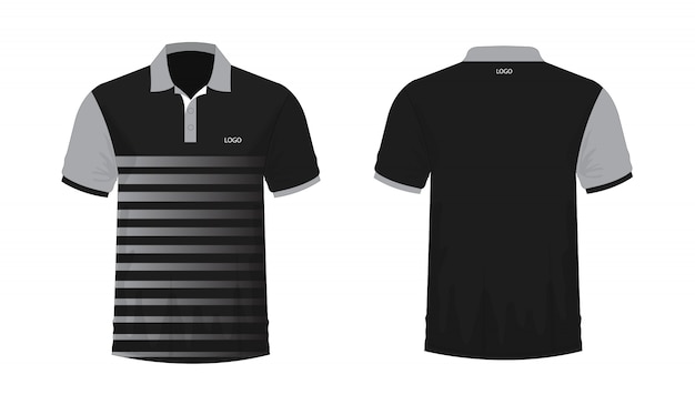 t-shirt polo grey and black template for design on white background.