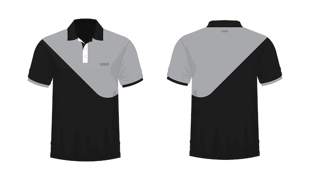 T-shirt Polo grijs en zwart sjabloon