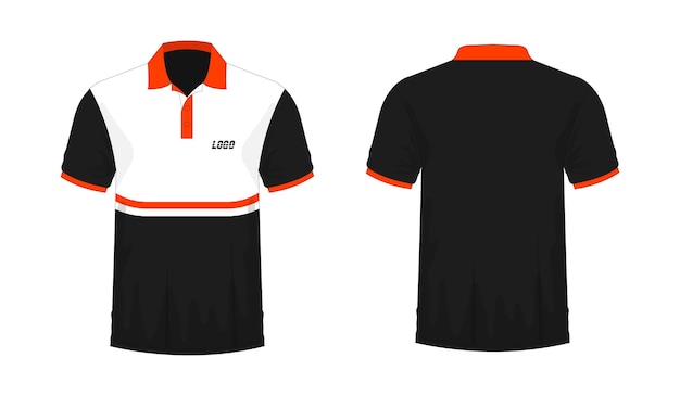 T-shirt Polo orange and black template for design on white background. Vector illustration eps 10.