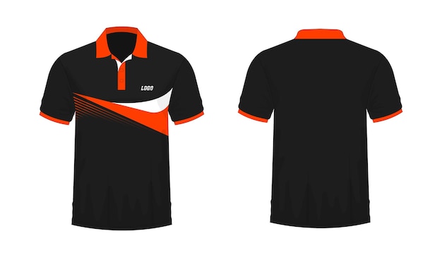 T-shirt Polo orange and black template