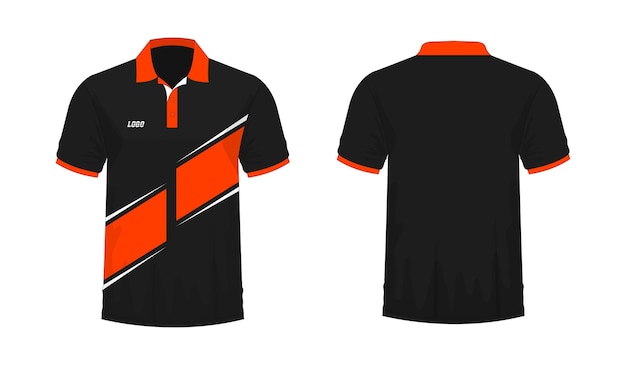 T-shirt Polo oranje en zwart sjabloon voor ontwerp op witte achtergrond. Vector illustratie eps 10.