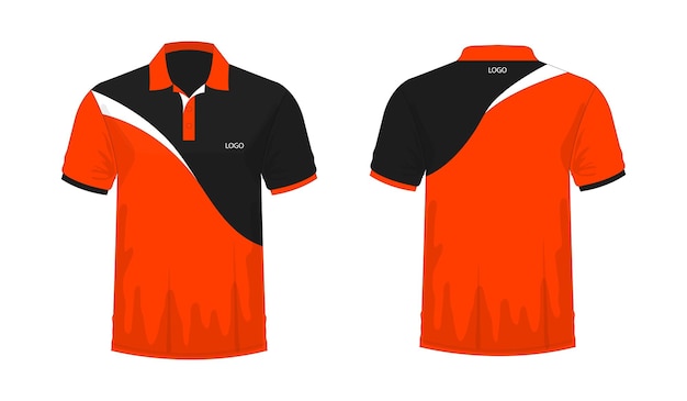 T-shirt polo oranje en zwart sjabloon voor ontwerp op witte achtergrond. vector illustratie eps 10.