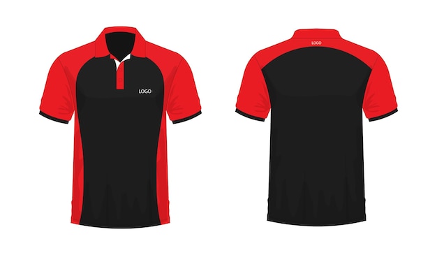 T-shirt polo red and black template for design on white background. vector illustration eps 10.