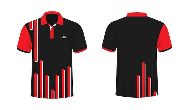 T-shirt Polo red and black template for design on white background. Vector illustration eps 10.