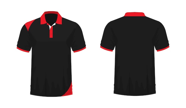 T-shirt polo red and black template