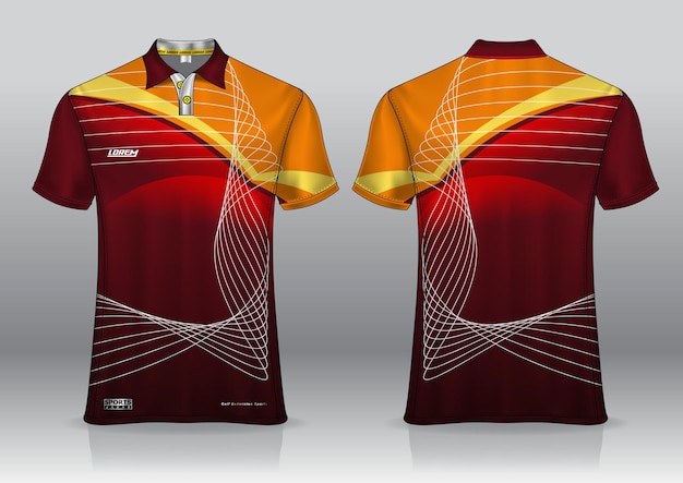 T-shirt polo design sportivo, mockup di jersey da badminton per modello uniforme