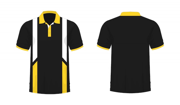 T-shirt polo yellow and black t illustration