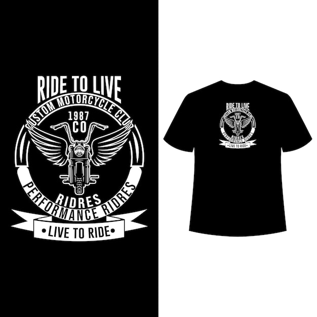 T-shirt o poster con illustrazione del teschio del motociclista. design con composizione del testo.