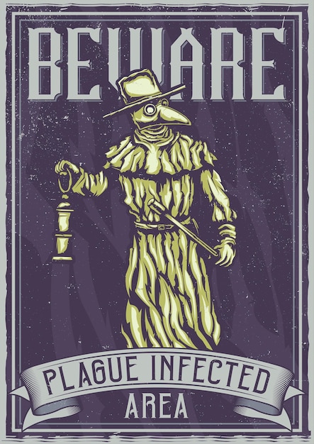 T-shirt or poster  with illustration of plague doctor