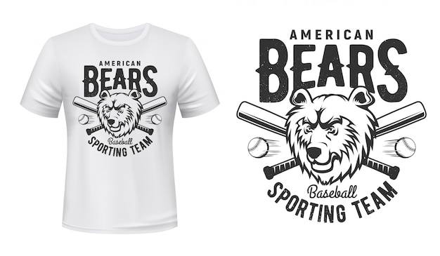 T-shirt print American bears baseball sport team