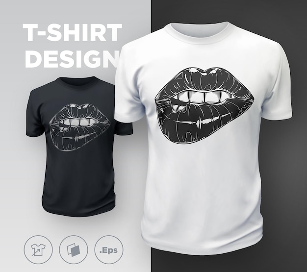 Vector t-shirt print dames lippen