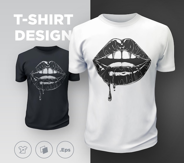 T-shirt print dames lippen