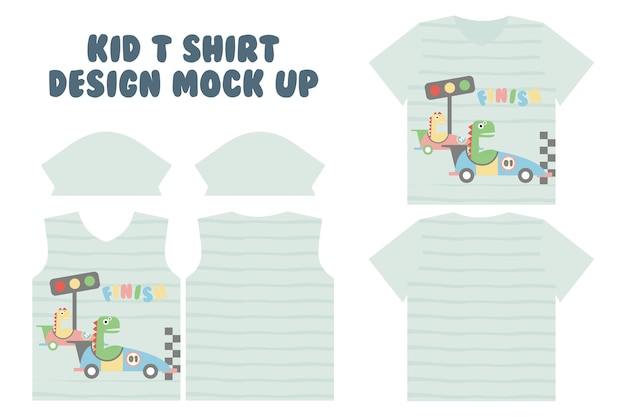 Дизайн футболки с майкой, передняя и задняя майка, макет дизайна, милая маленькая динозавная гонка