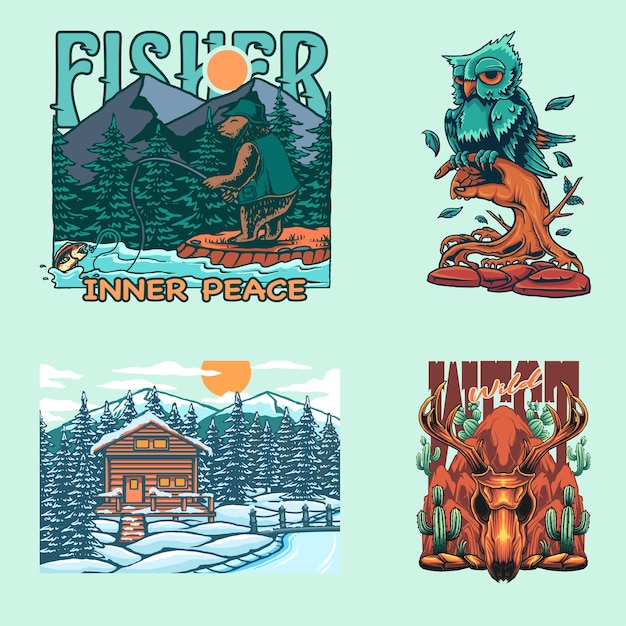 Vector t shirt print set