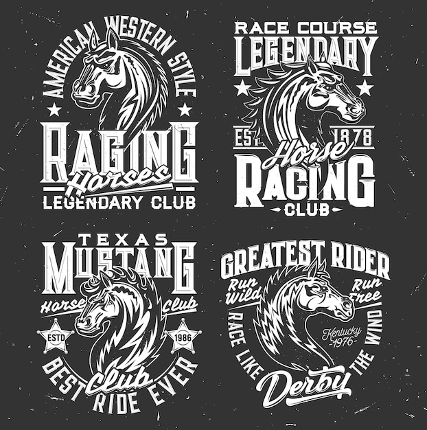 Vector t-shirt prints met paardenhengst paardensport