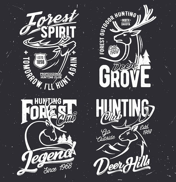 Vector t-shirt prints with deers mascots for hunting club