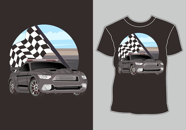 T-shirt, racewagen illustratie