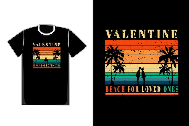 T-shirt coppia romantica in spiaggia titolo valentine beach per i propri cari