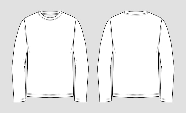 T-shirt round neck. Long sleeve. Technical sketch of clothes.