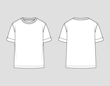 Premium Vector | T-shirt round neck. oversize fit, rolled up sleeve.