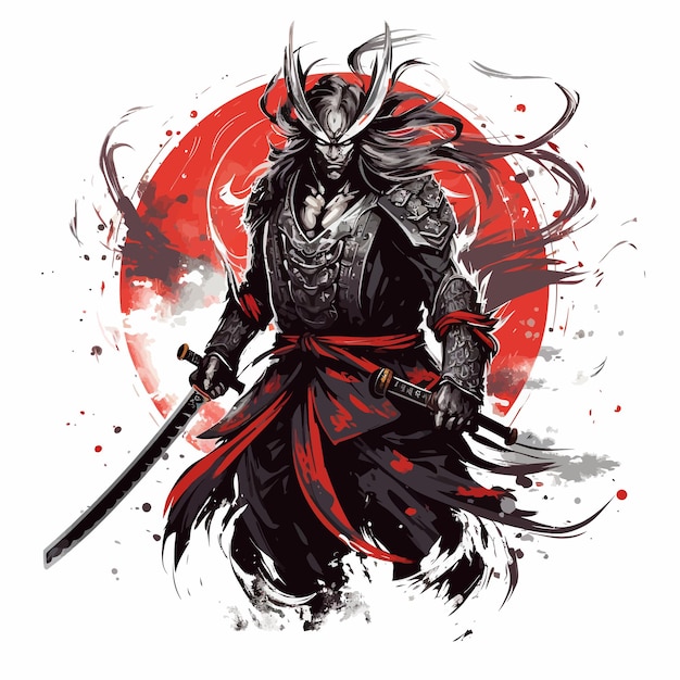 T-shirt samurai logo vector