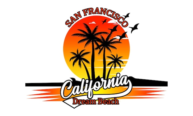 T-shirt San Francisco California Dream Beach Illustratie.